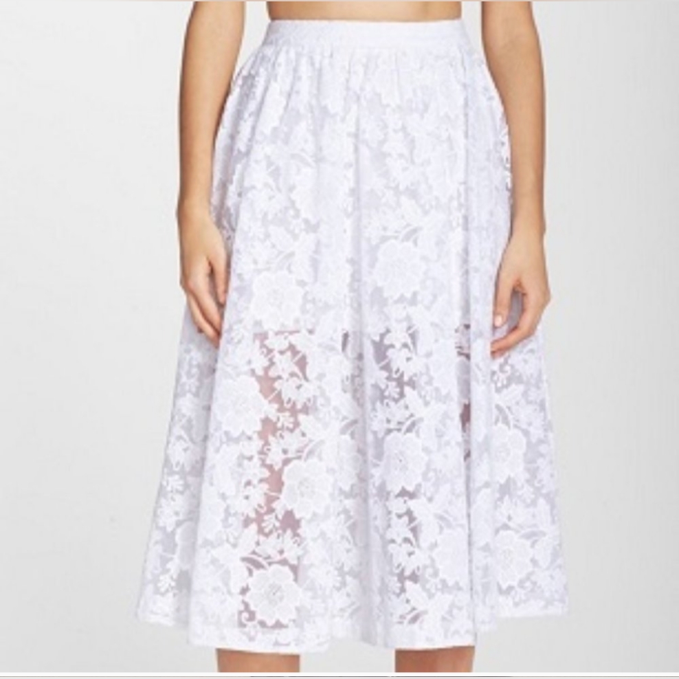 Erin Fetherston White Lace Short Slip Midi A Line Skirt | New With Tags